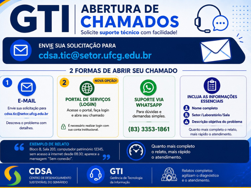 Abertura de chamados - Suporte técnico